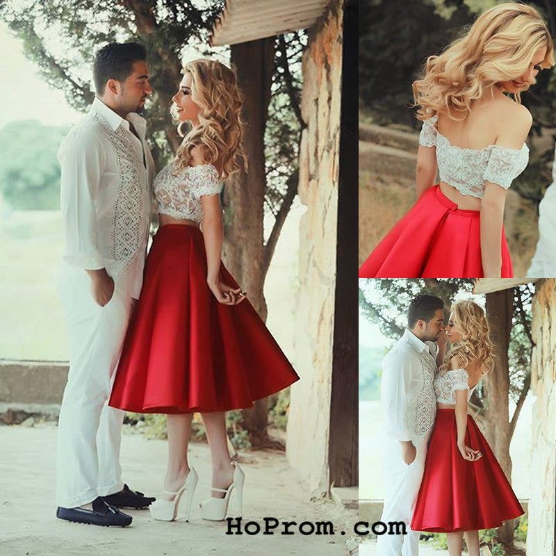 Two Piece Short Prom Dress Red Two Pieces Prom Dresses Two Piece