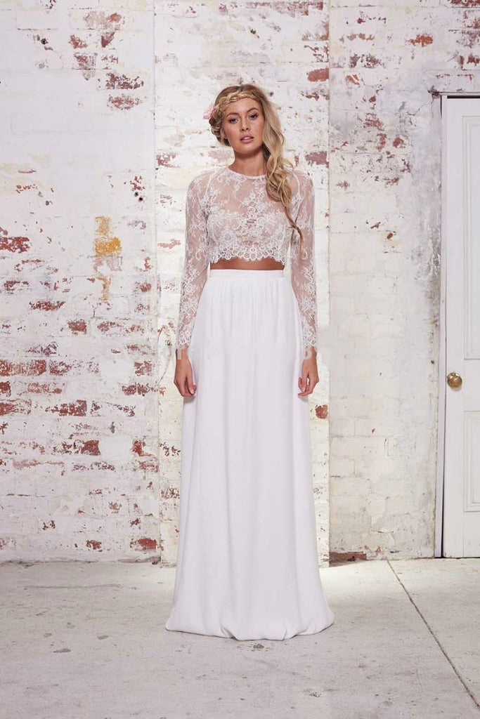 Two Piece Prom Dresseswhite Lace Prom Dressevening Dress Hoprom 1137