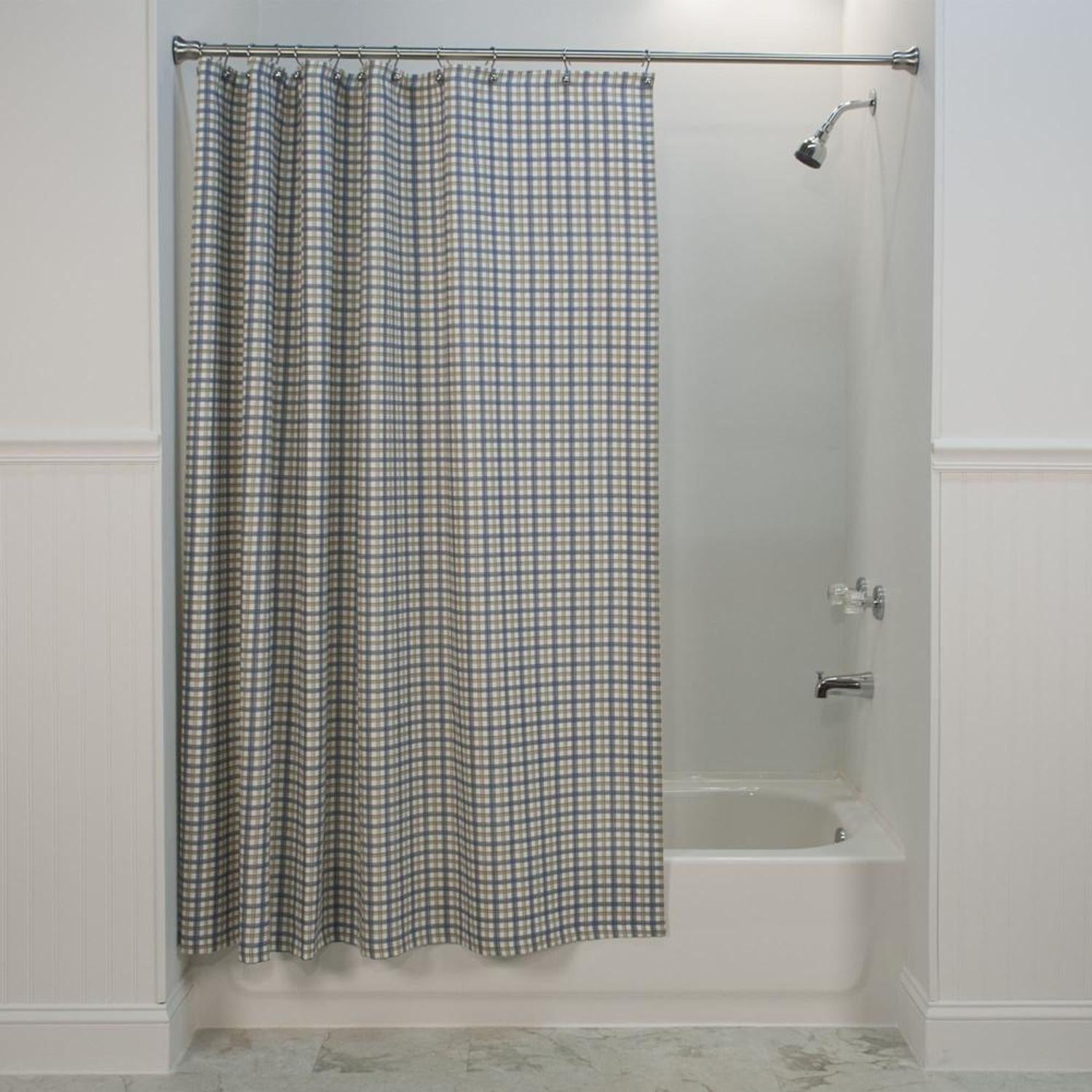 Ellis Curtain Bristol Plaid Two-Tone Patterned Great Quality Fabric Water Proof Bathroom Shower Curtain - 70 x 72", Blue