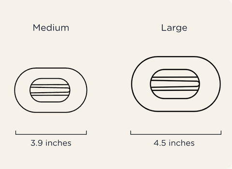 Medium: 3.9 inches; Large: 4.5 inches