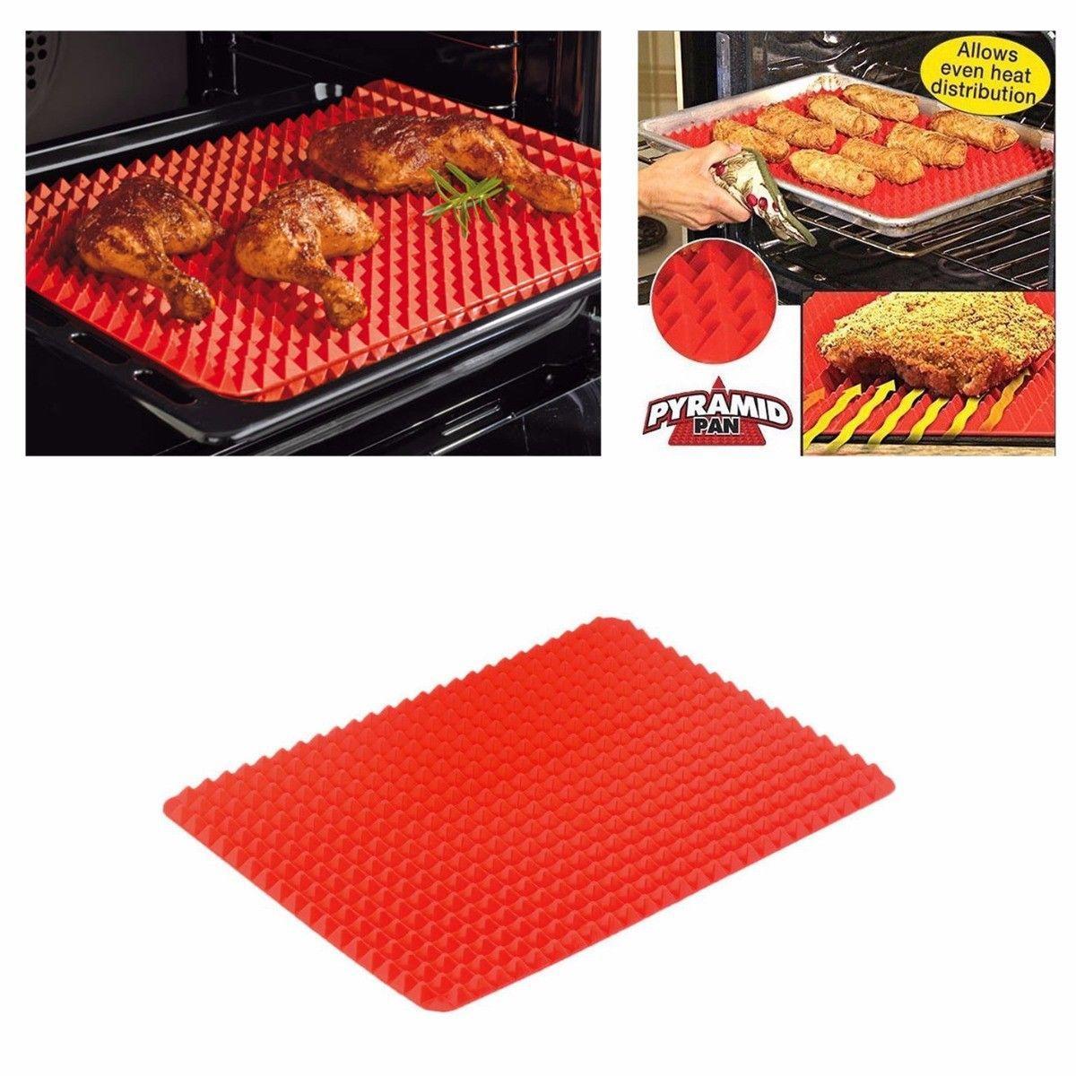 Pyramid Pan Non Stick Fat Reducing Silicone Cooking Mat Oven