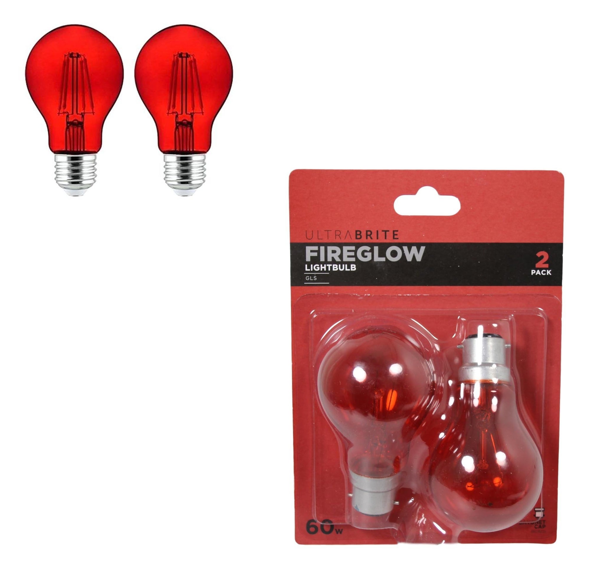 Ultra Brite Fireglow Light Bulb 2 Pack Home Bedroom Red Bulb