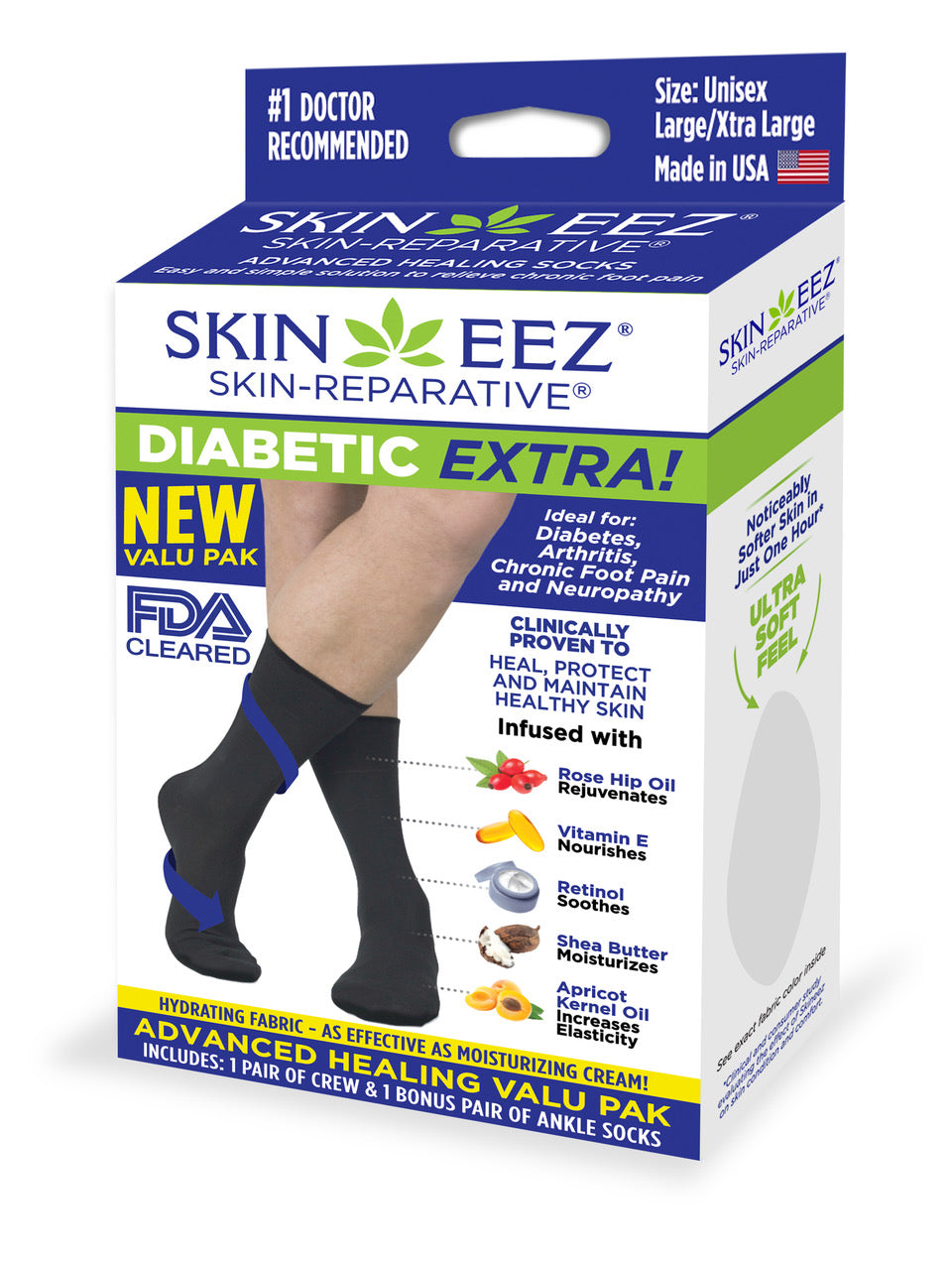 Seamless Moisturizing Diabetic Socks Valu Pak – Skineez®