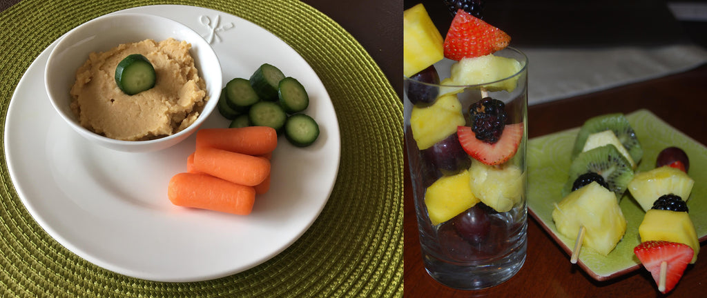 cutting cucumbers and carrots