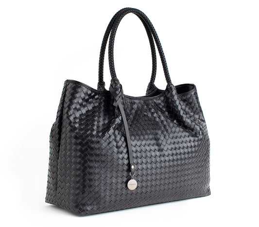 Woven Veagn Leather Shopper Bag