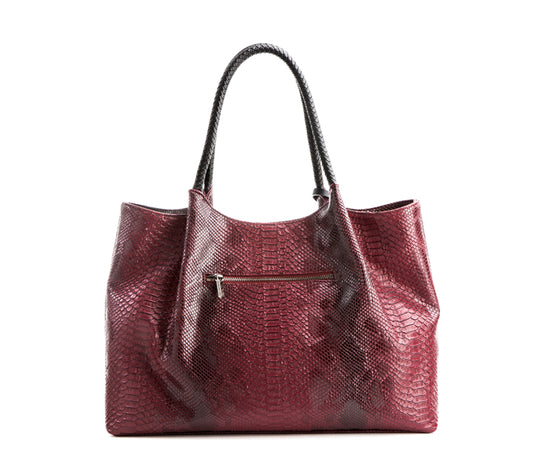 Deux Lux Handbag Purse Large Red Vegan Leather Weave ZIP Closure