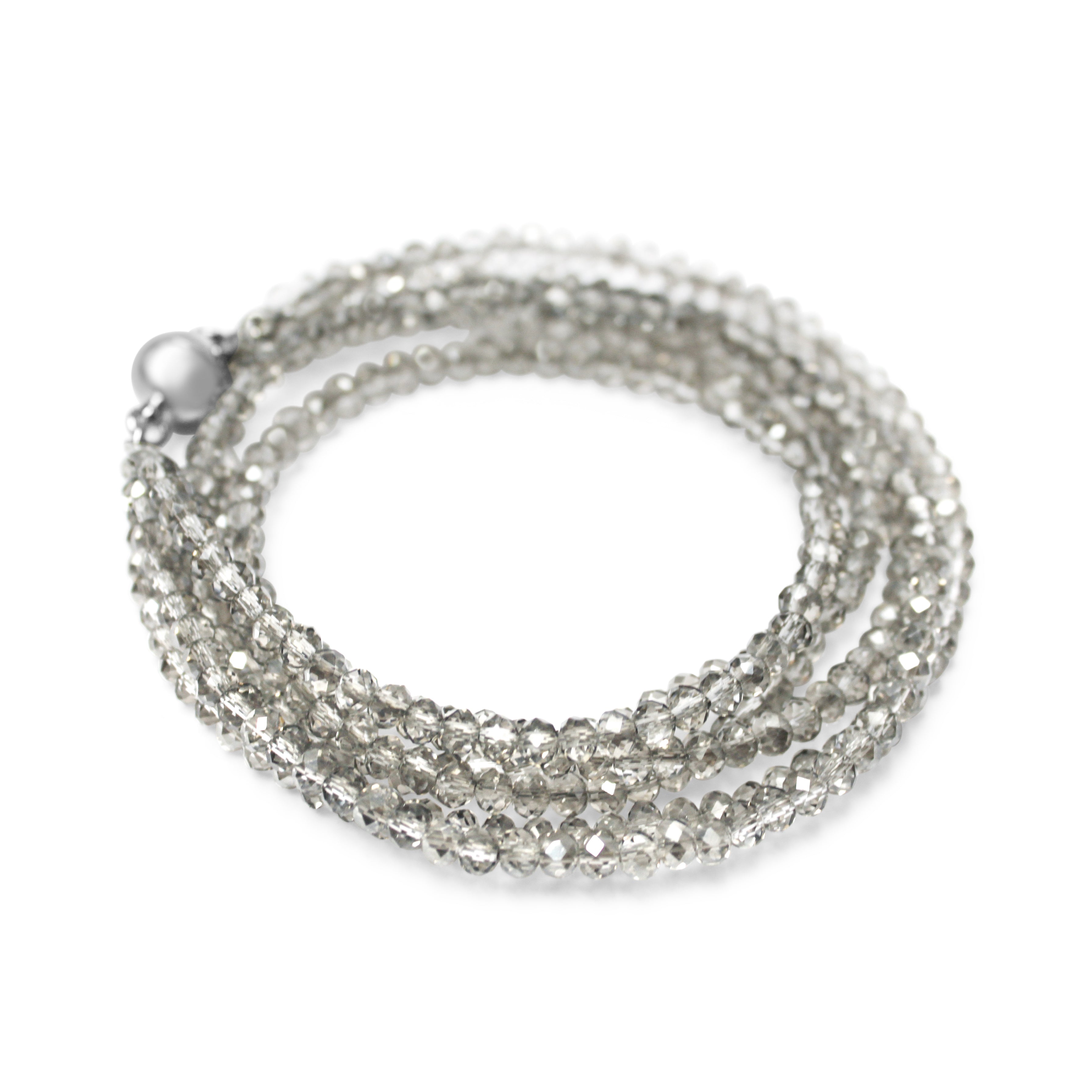 Long Strand Necklace - Platinum Crystal - Maria Nicola