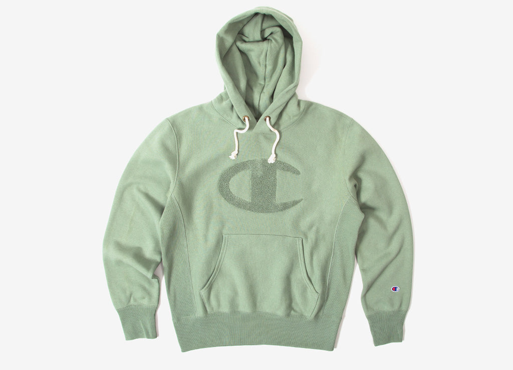 light green champion hoodie