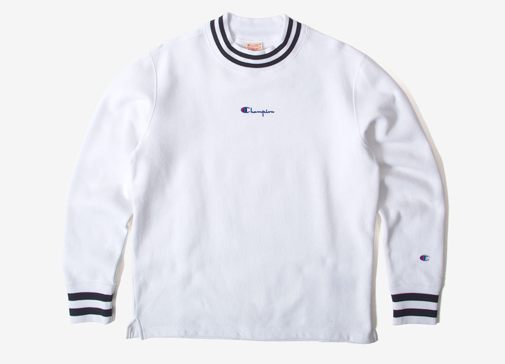 champion reverse weave white crew neck sweatshirt