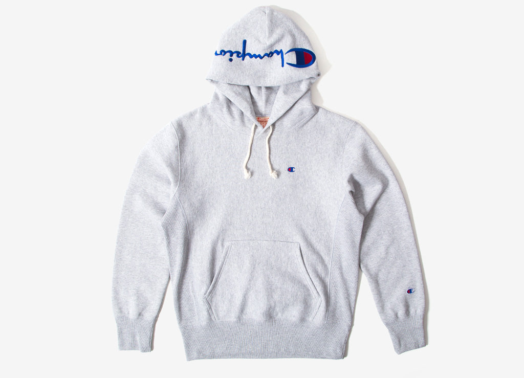 ripped embroidered hooded sweatshirt champion
