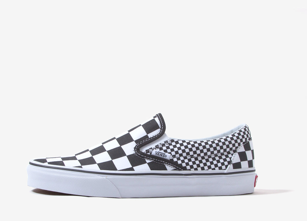 vans classic slip on trainers black white mix check