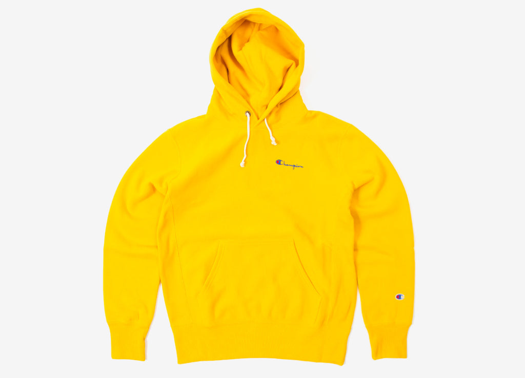 champion reverse weave gold pullover hoodie