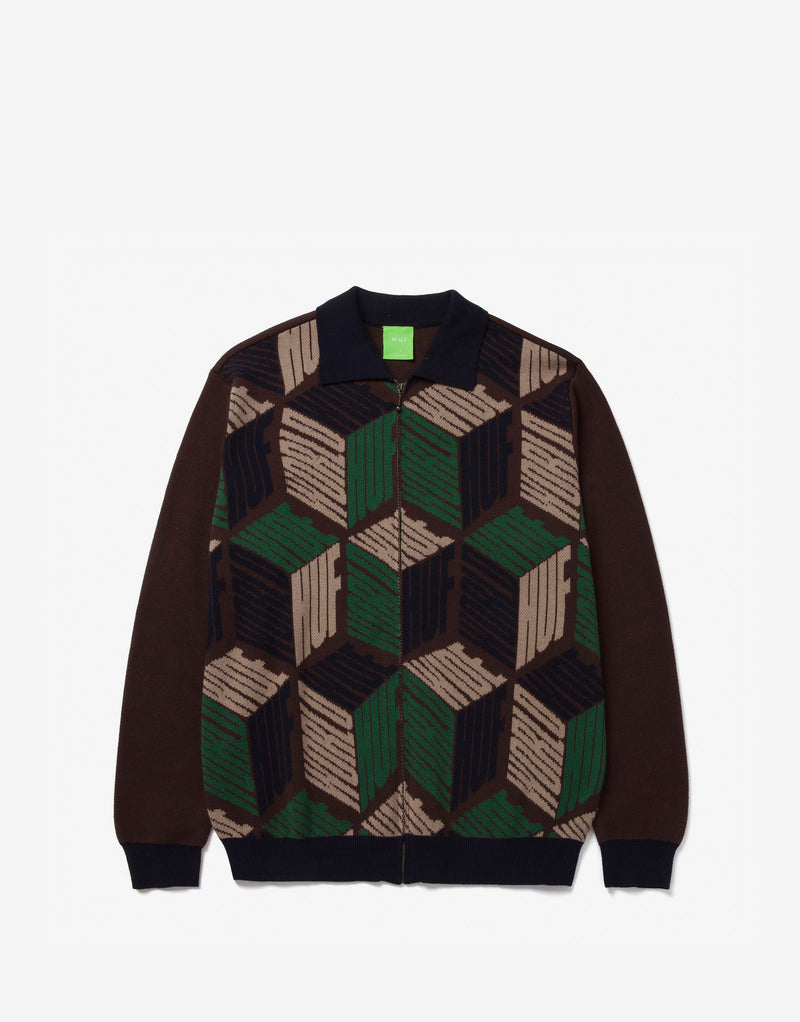 HUF Dimensions Zip Sweater - Chocolate