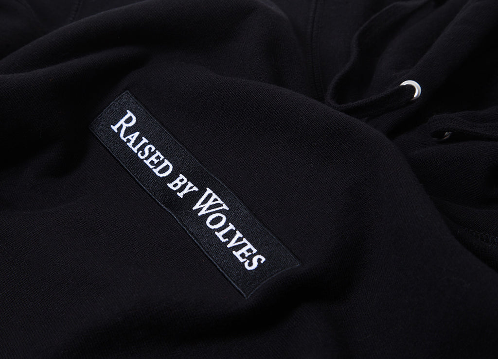 raised by wolves box logo hoodie