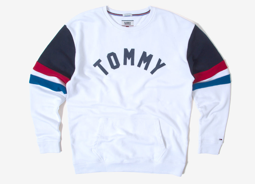 tommy jeans colourblock stripe crew neck sweatshirt