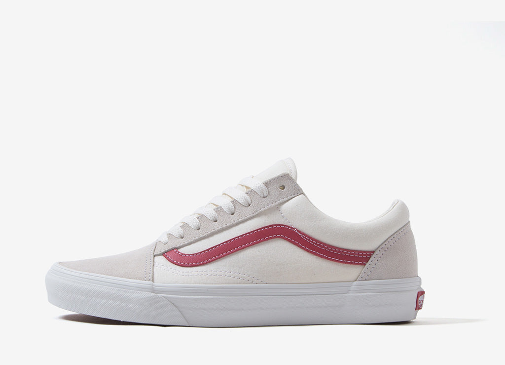 vans old skool white and red trainers