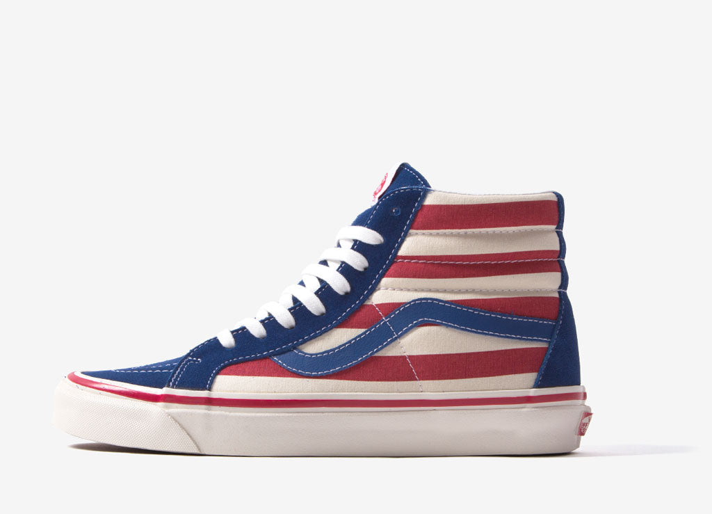 vans blue white sk8 hi 38 dx trainers