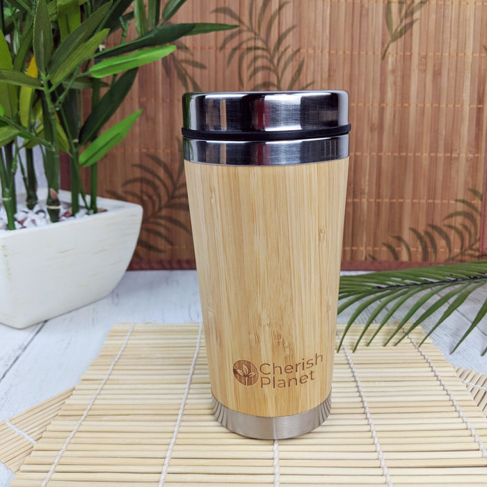 Ceramic White Cup with Bamboo Lid (480ml) Removable Lid Bamboo Handle –  Cherish Home