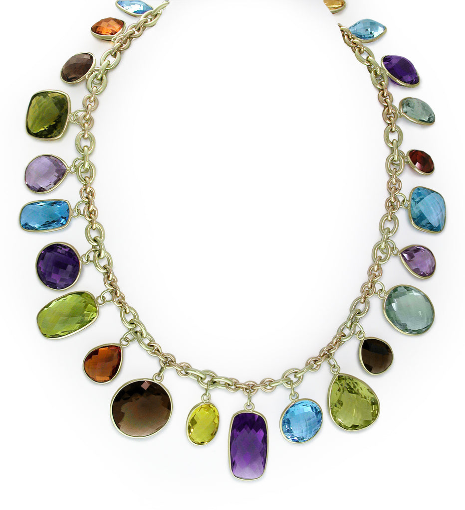 LARGE GEMSTONE DROPS ON YELLOW GOLD CHAIN – Ruth Taubman Jewelry Design
