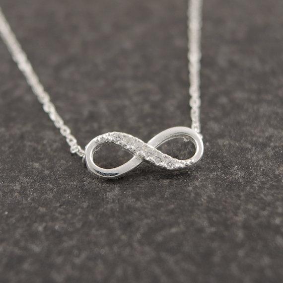 Shuangshuo Tiny Infinity Crystal Pendant Necklaces for Women Choker Lucky Number Eight Geometric Sil