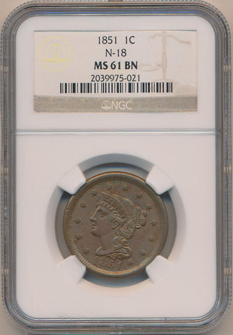 1853 Braided Hair Large Cent 1c ANACS EF-45 Details Scratched GK