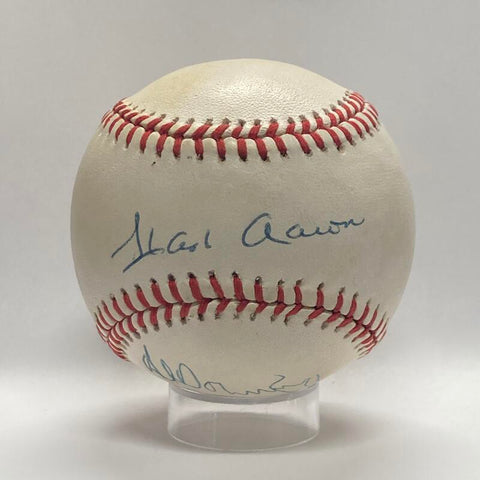 Hank Aaron & Al Downing Autographed NL Baseball Inscribed 715th HR 4/8/74