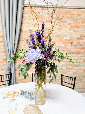 lavender wedding floral centerpiece