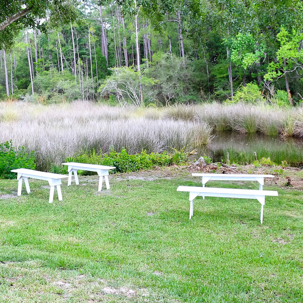 5 White Bench Rental The Wedding Shop