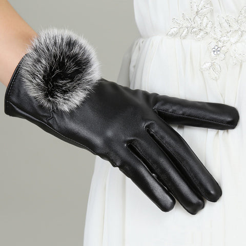 womens leather gloves with fur