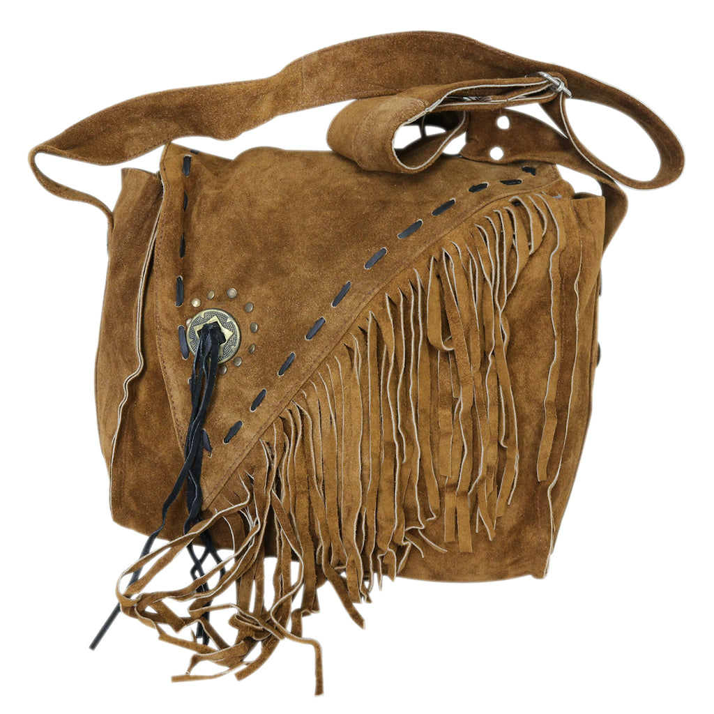 Perrini Brown Fringed Cross Body Purse Fringe Boho Leather Bag Crossbo – TopGearLeathers