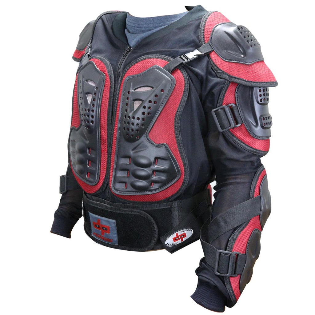 Red & Black CE Approved Perrini Full Body Armor Motorcycle Jacket ...