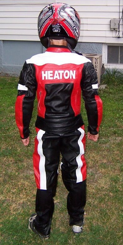 Custom Motorcycle Racing Leather Suit for Kids with Personal Name Numb