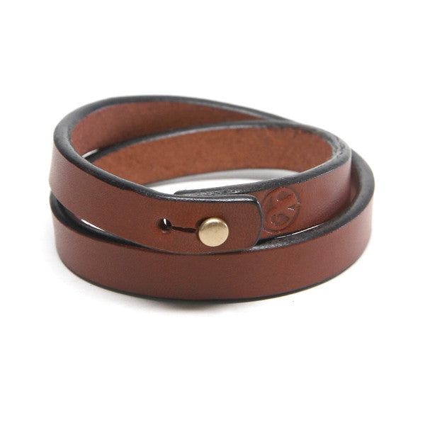 Double Wrap Stud Bracelet   Russet Brown Bridle