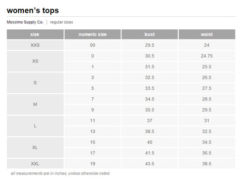 Womens Large Size Chart