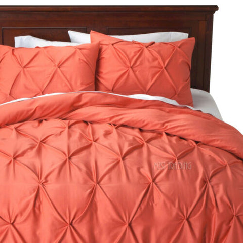 New Threshold Pinched Pleat 3 Piece King Duvet Cover Set Coral