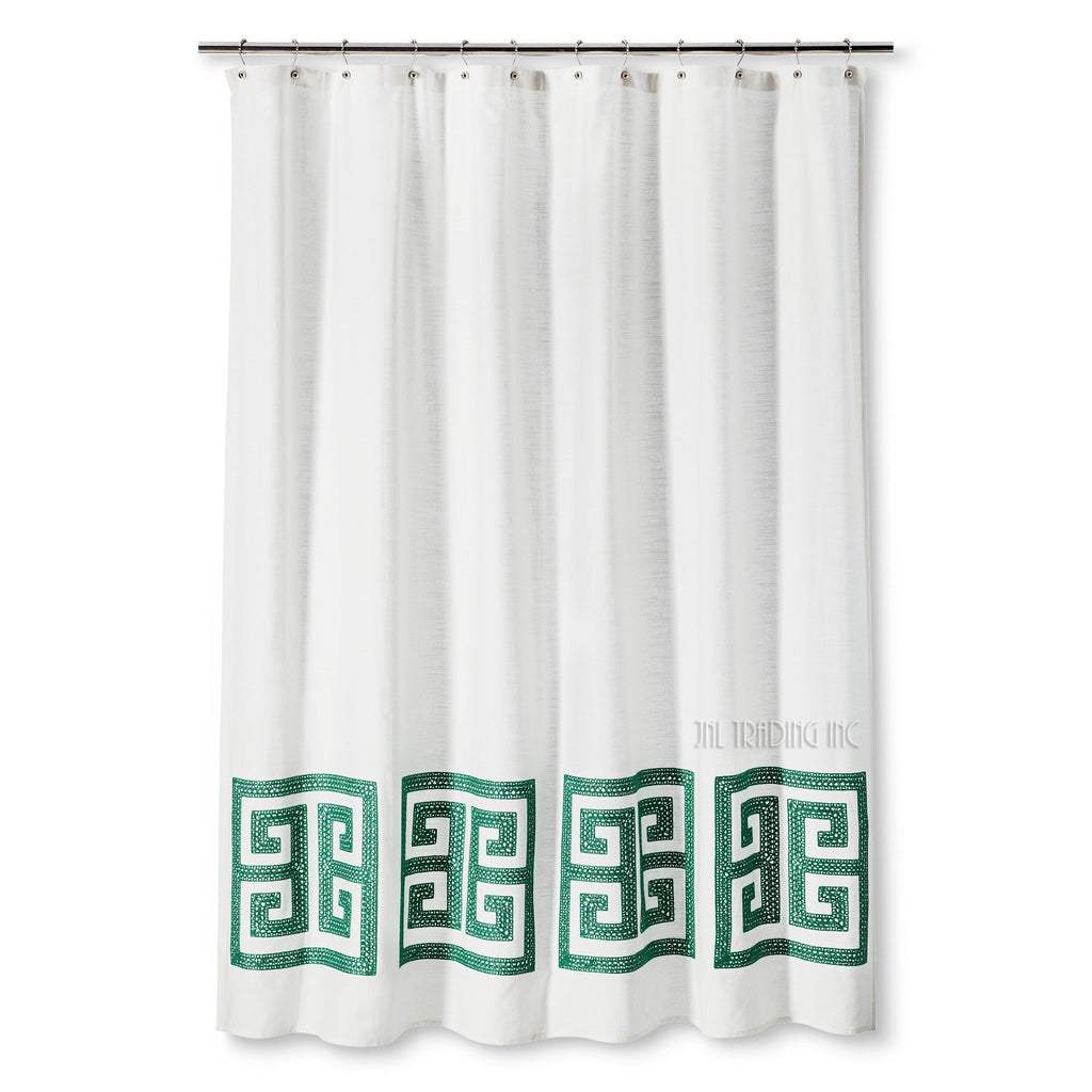 Threshold Shower Curtain Green Greek Key 100 Cotton Standard Top 72"x