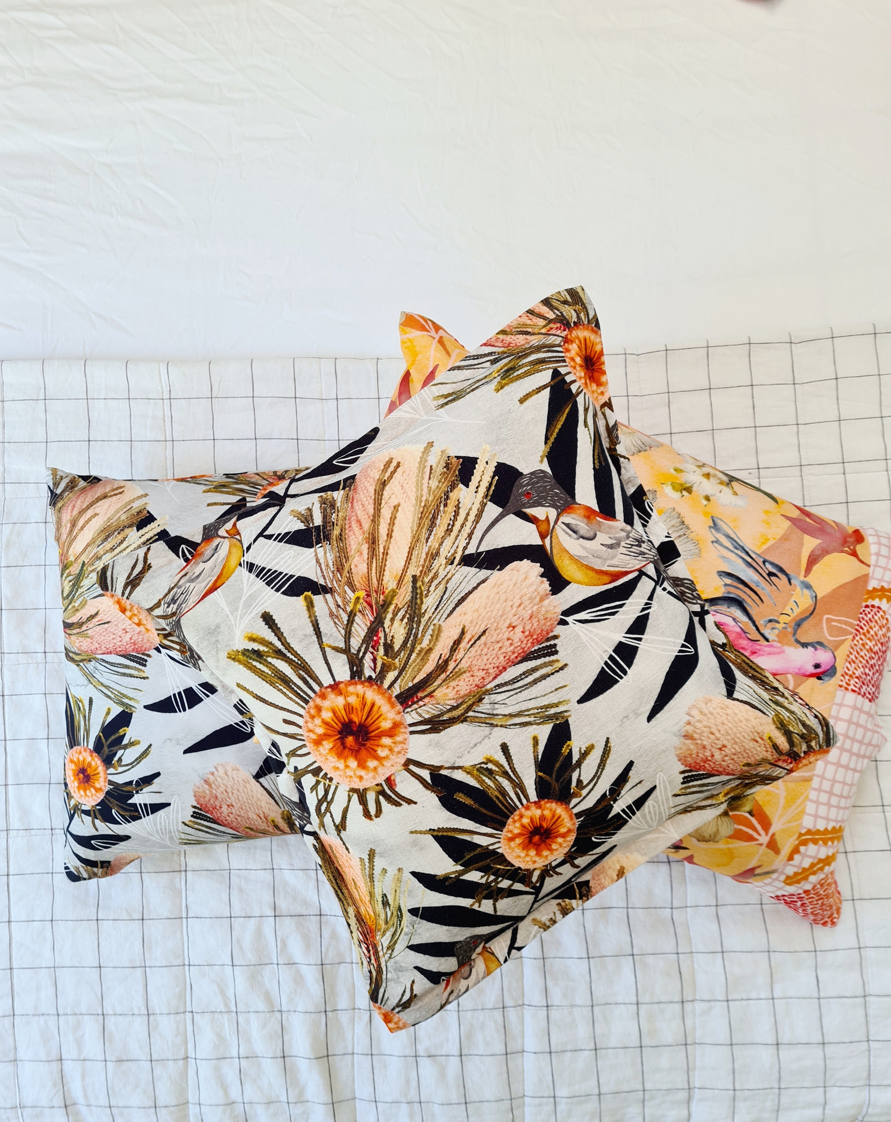 French Seam Linen & Hemp Summer Bouquet Cushions