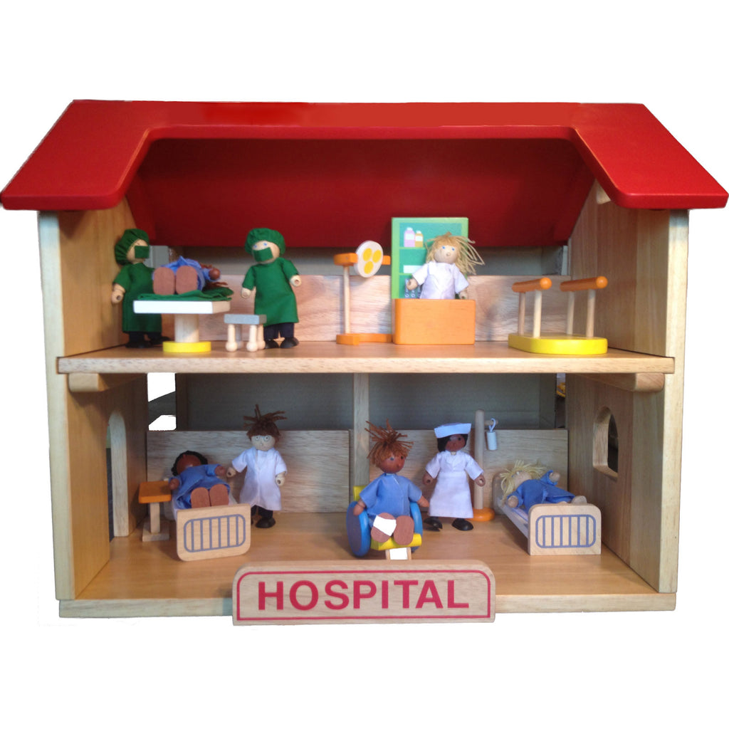 wooden hospital playset