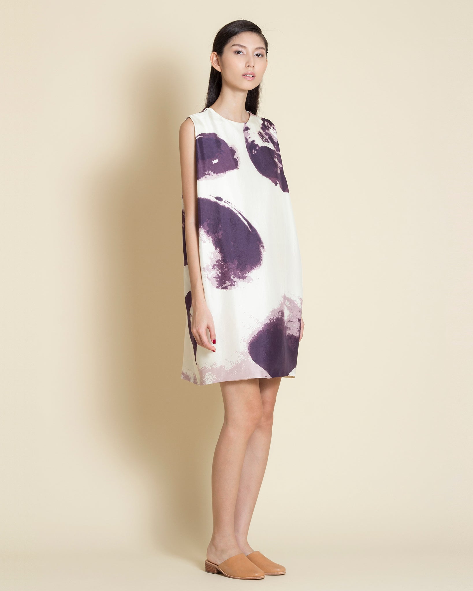 KAAREM - Pupal Sleeveless Printed Silk Dress - Seed Purple