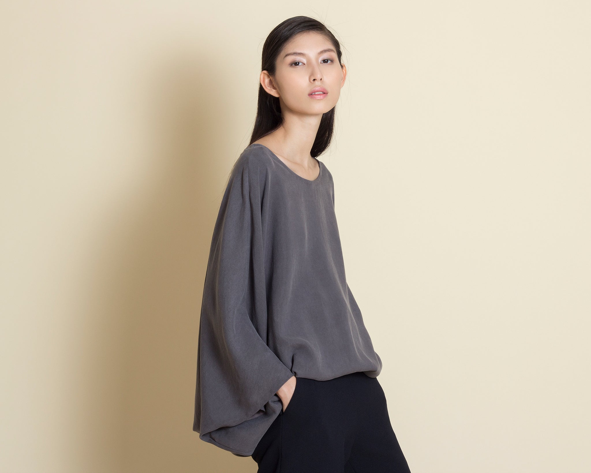 KAAREM - Current Dolman Dress/Top - Charcoal