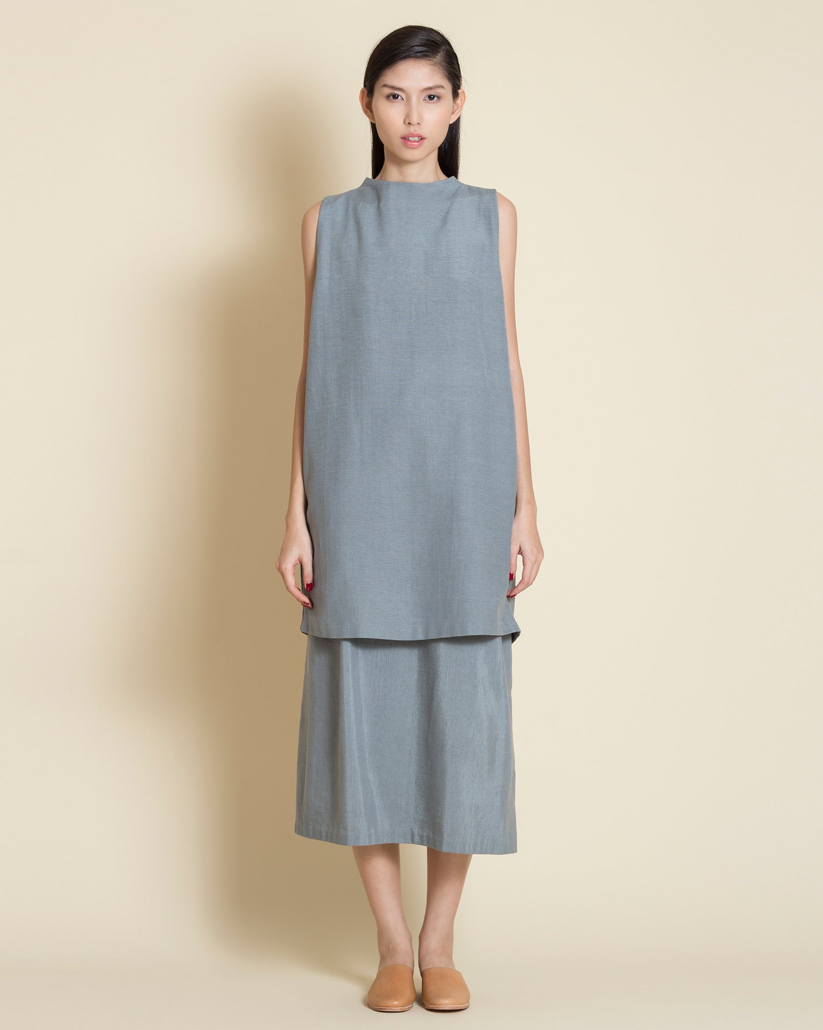 KAAREM - Dust Sleeveless Dress - Blue Grey