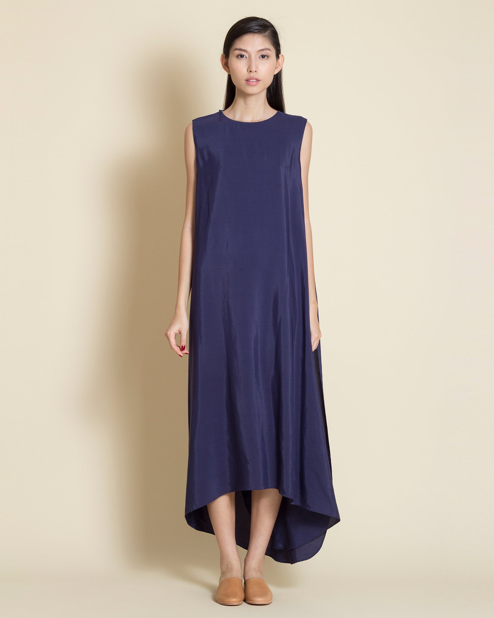 KAAREM - Turn Sleeveless Overlap Maxi Dress - Space Blue