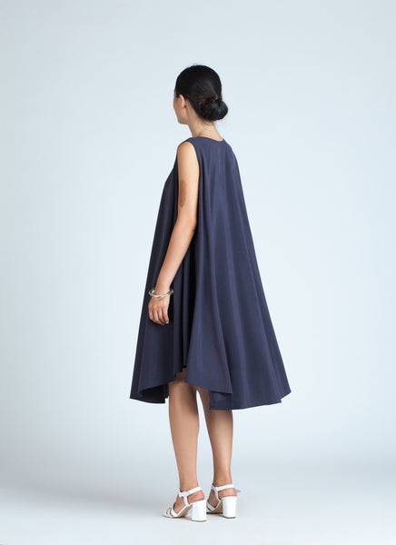 KAAREM - Jade Tent Sleeveless Dress - Dark Blue