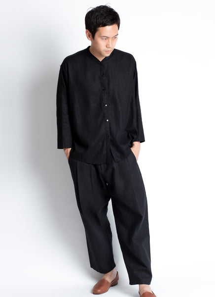 KAAREM - Wholegrain Button-Up Shirt (Unisex) - Black Linen