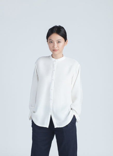 KAAREM - Sand L/S Drop Shoulder Button-Down Shirt - Crested White