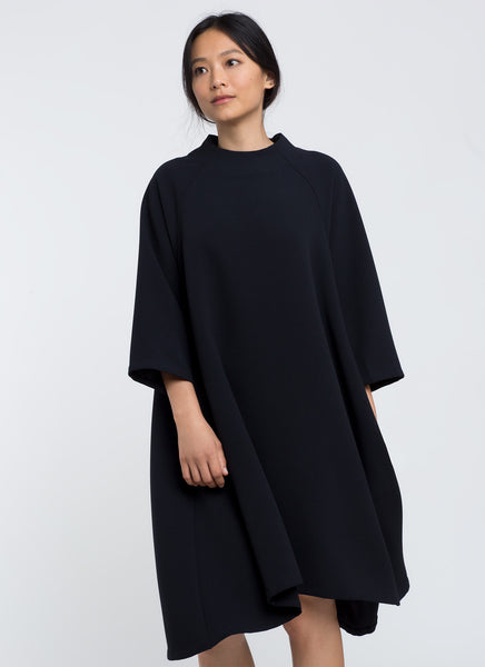 KAAREM - Sim Long Sleeve Raglan Dress - Black Blue