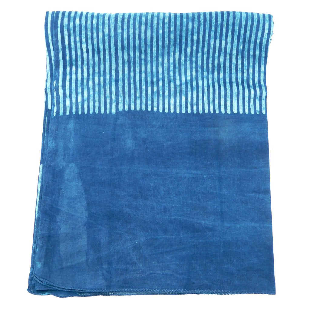 Matta NY Vaan Shawl Scarf Natural Indigo Blue Stripe Large 100 x 200 cm ...