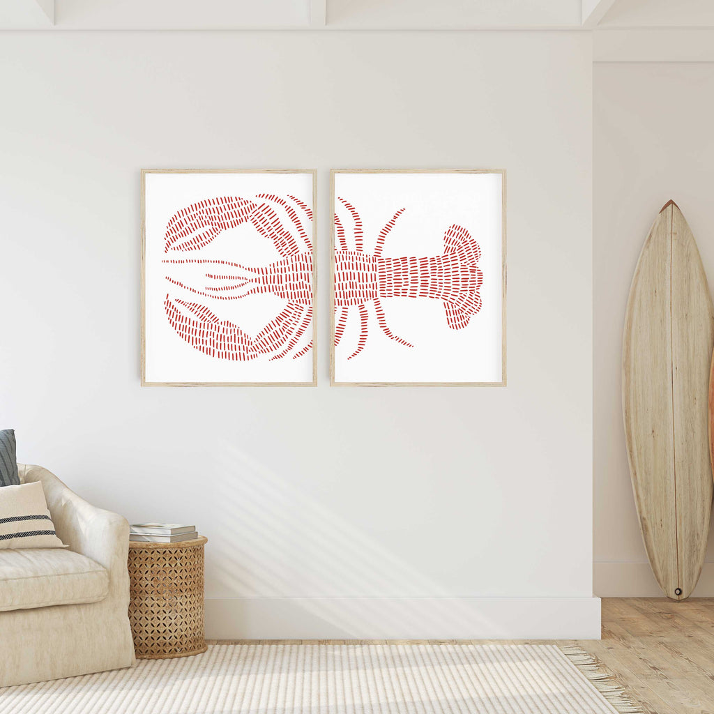 Red Lobster - Set of 2 - Art Prints or Canvases | Jetty Home