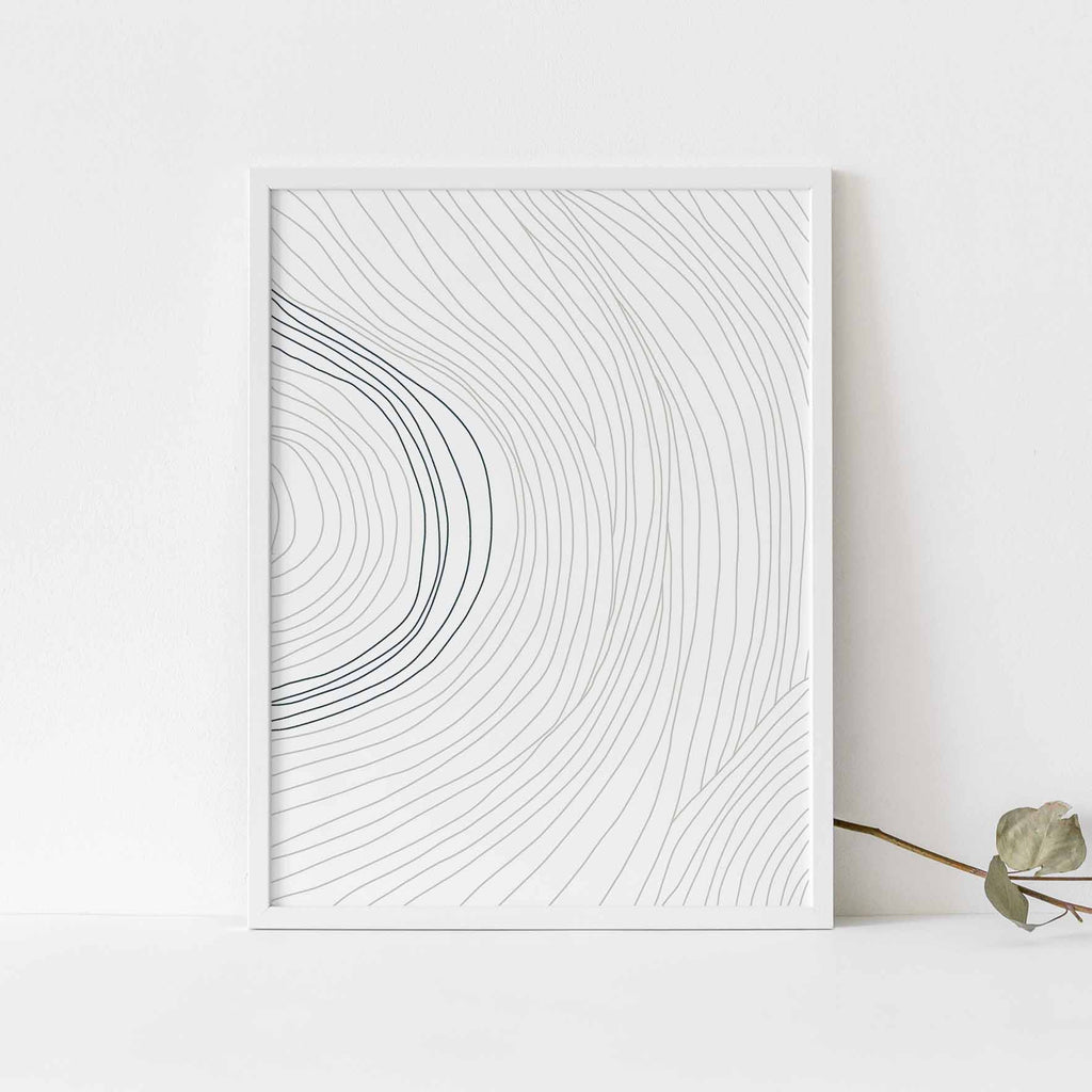 Modern Minimalist Line Illustration White Wall Art Print or Canvas