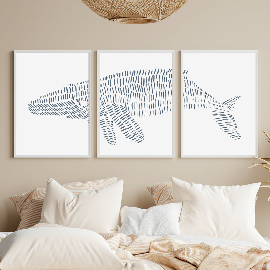 Humpback Whale Modern Illustration - Set of 3 - Art Prints or Canvases ...